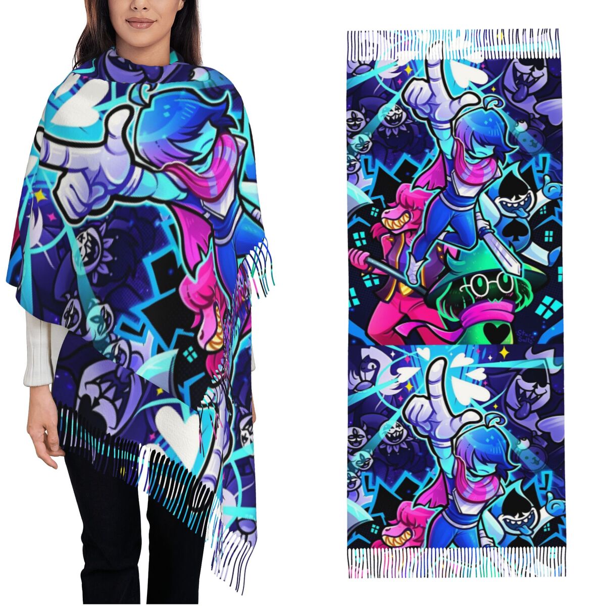 Pashmina Wrap Large - Deltarunes châle enveloppes femmes hiver grande