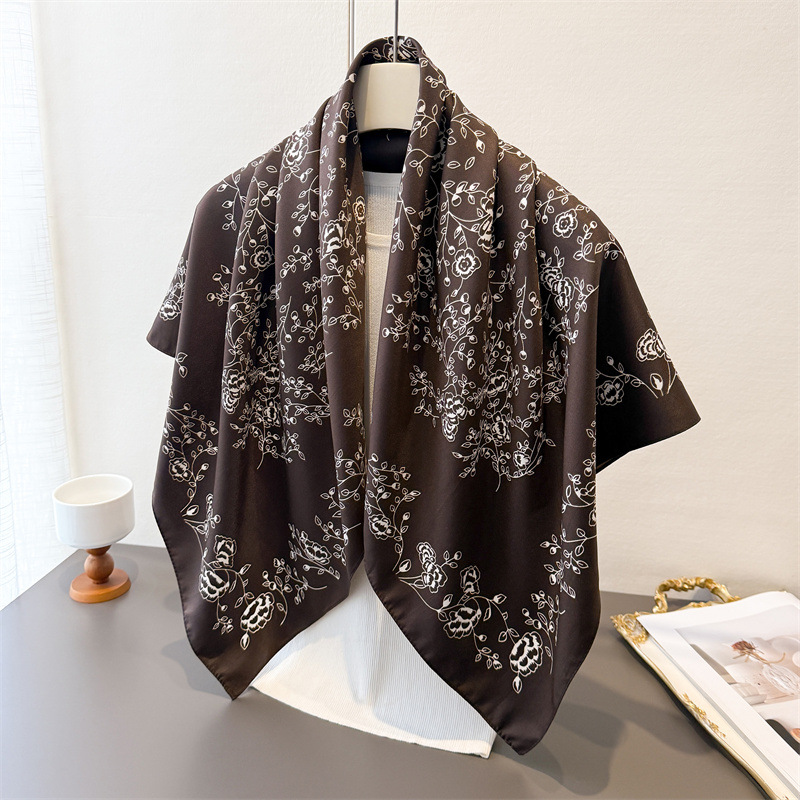 Ascot Neck Scarf - Écharpe carrée de luxe Vintage 90x90cm