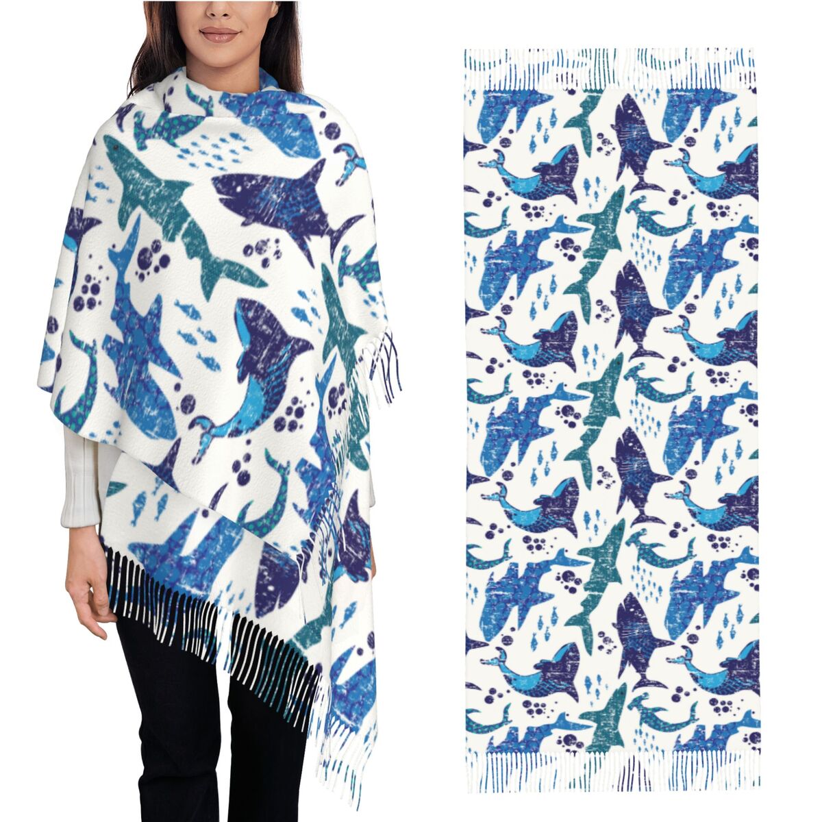 Pashmina Wrap Large - Shark monde sous-marin océan mer organisme