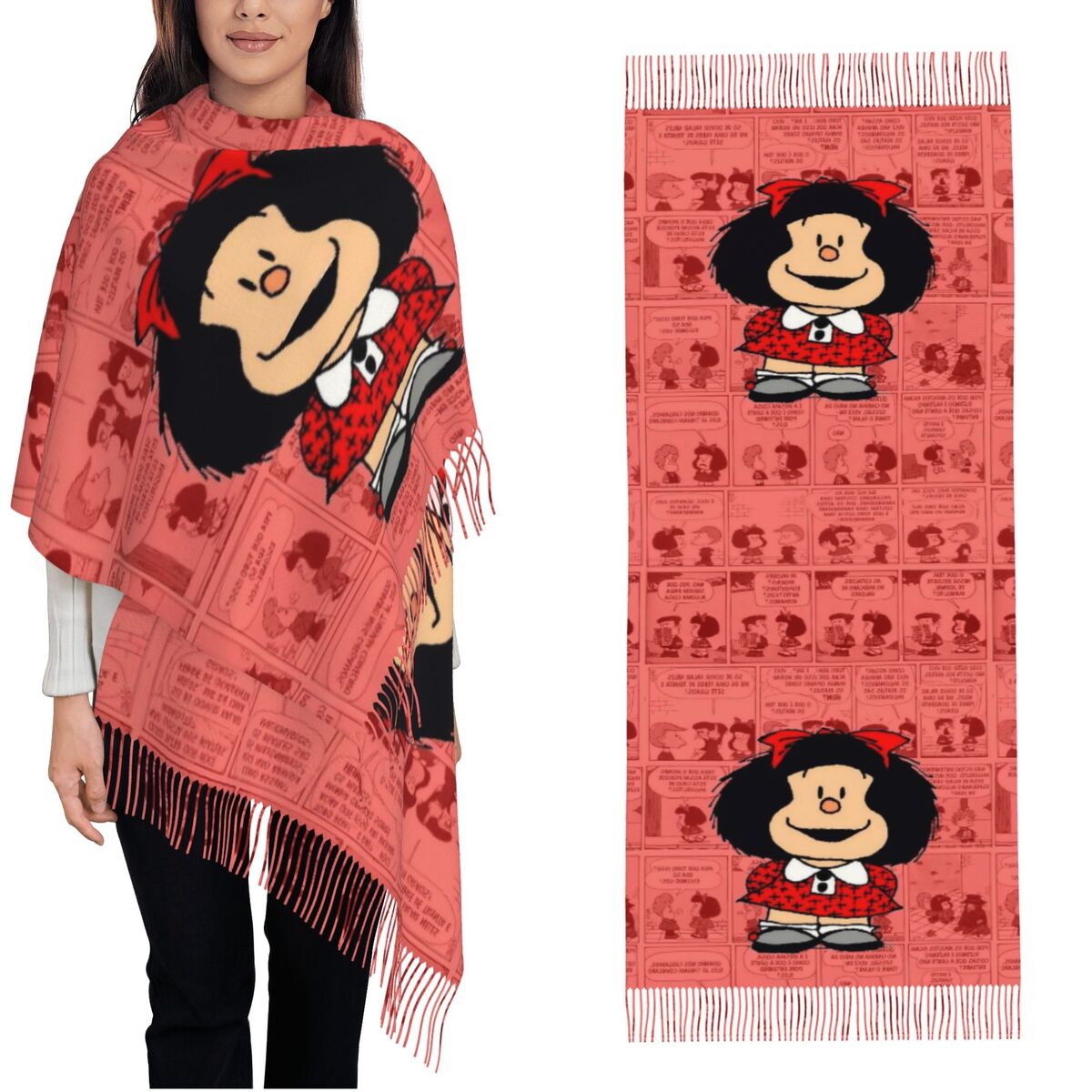 Pashmina Wrap Large - Écharpe à pampilles pour femmes, grande