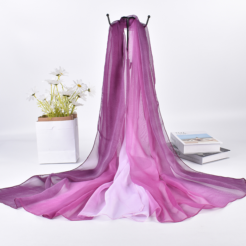 Face Scarf Mask - Écharpe longue en soie dégradée trois