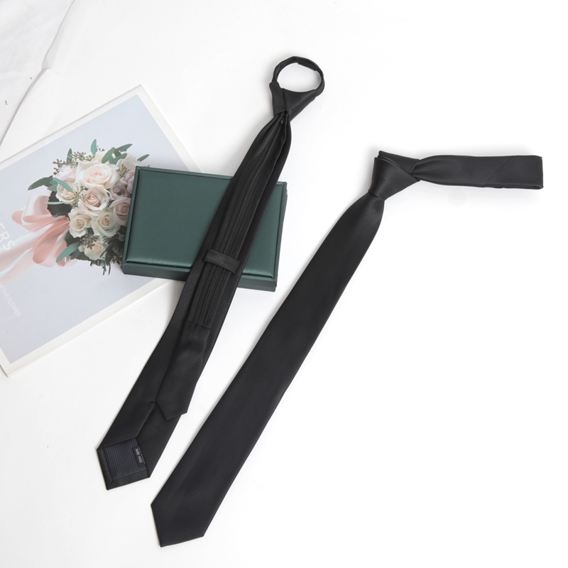 Skinny Tie Men - Couleurs noires fermeture éclair cravate à