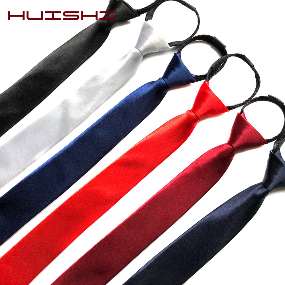 Skinny Tie Men - HUISHI pré-attaché fermeture éclair cravate cou