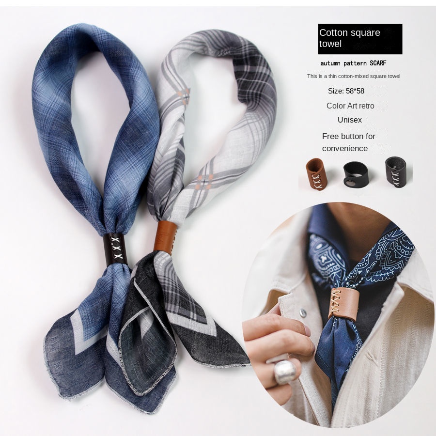 Ascot Neck Scarf - Écharpe carrée pour hommes avec boutons