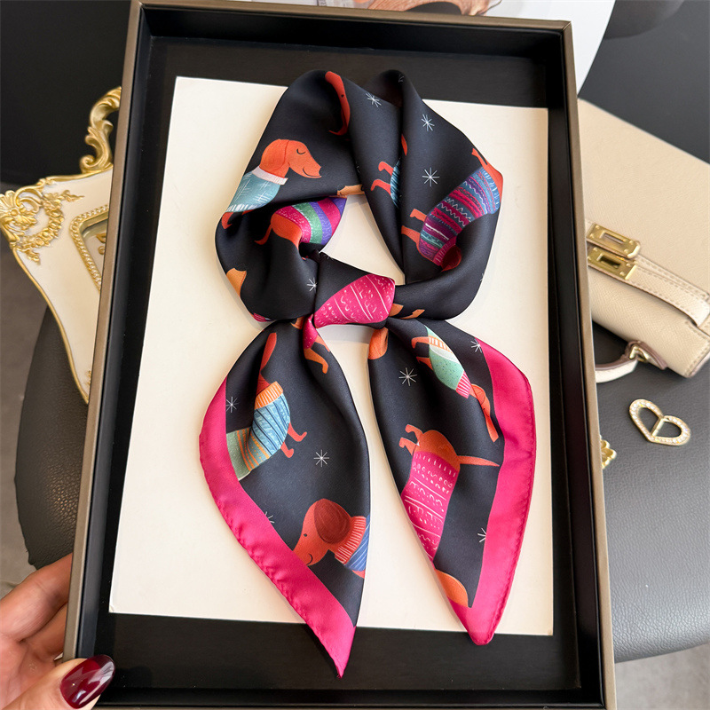 Face Scarf Mask - Foulard carré élégant en soie pour