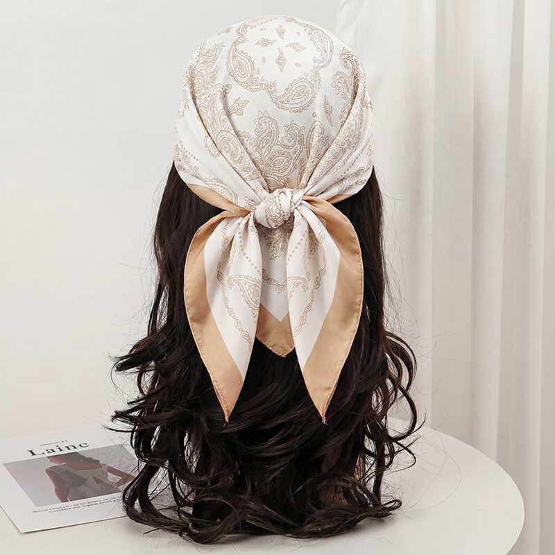 Foulard carré vintage beige à  - Face Scarf Mask avis et prix